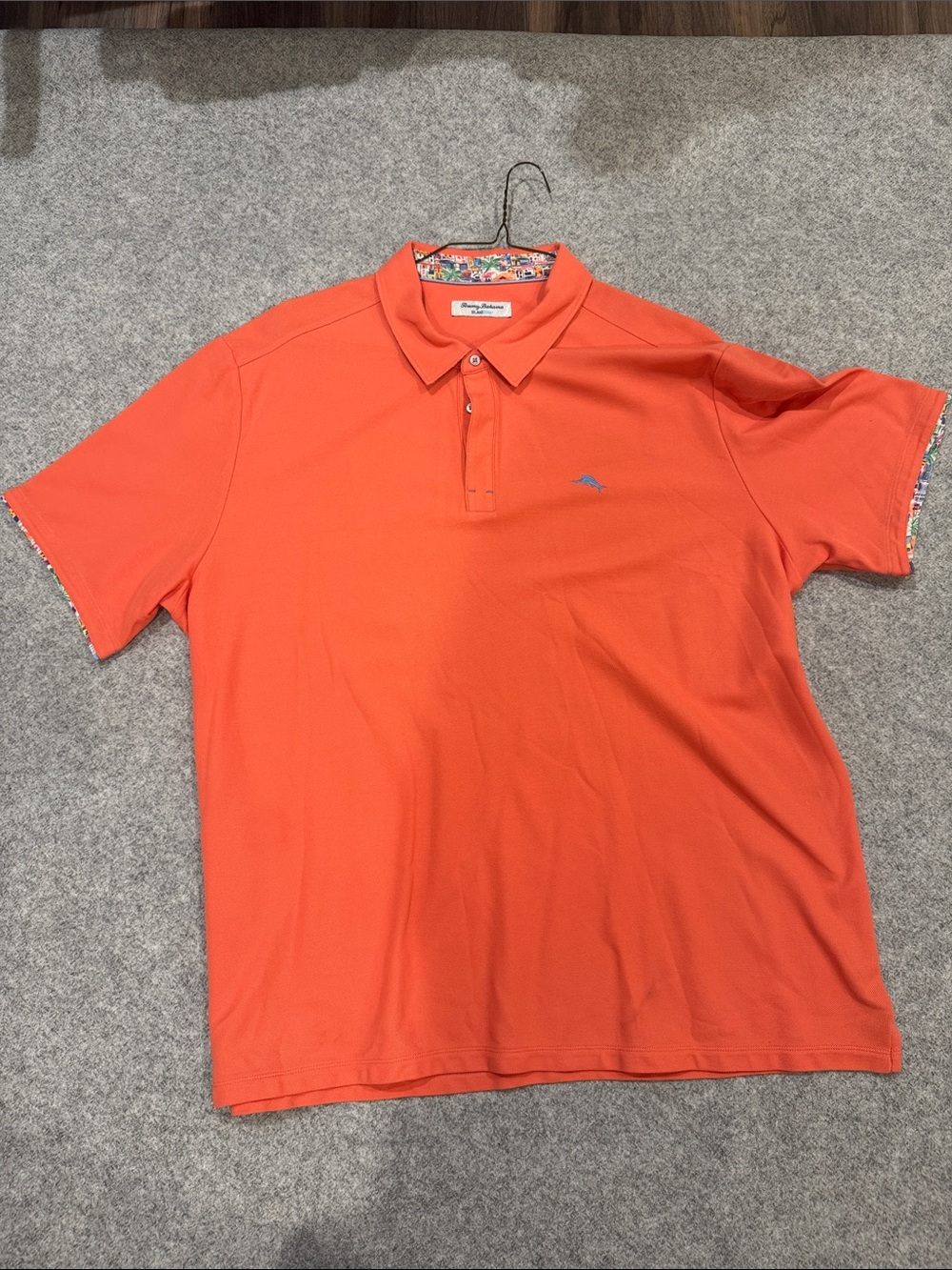 Tommy Bahama Coral Orange Polo with Contrast Trim
